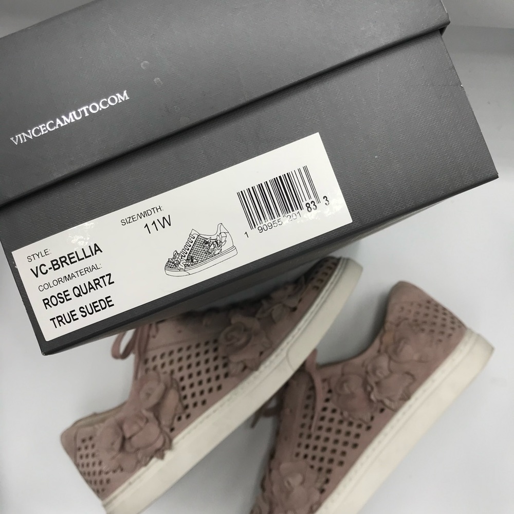 Vince Camuto Brellia Rose Quartz Suede Leather Lattice 3-D Sneakers Size 11 Wide - Picture 5 of 12